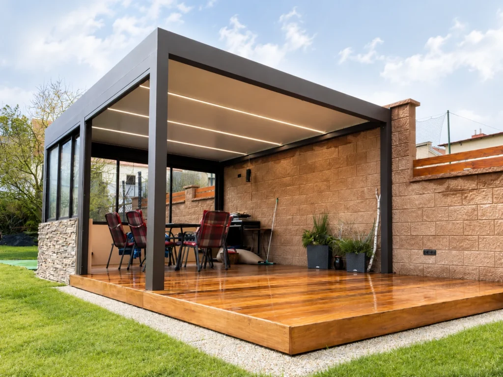 Bioklimatická pergola NEW u plotu rodinného domu (doporučeno)