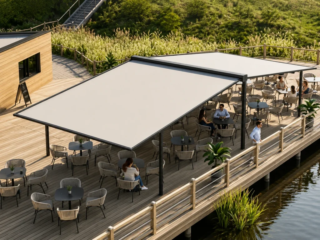 Pergola Wings s nezávislým ovládáním jednotlivých křídel.